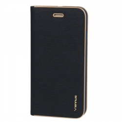 Samsung Galaxy S10e, G970 Vennus exkluzív fémkeretes oldaltnyitós tok, kék