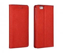 Samsung Galaxy S21, G991 Kockás oldaltnyitós tok, piros