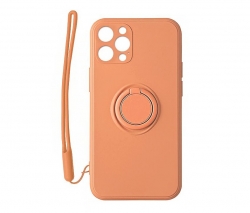 Apple iPhone 12 mini Gyűrűs Bársony szilikon tok, narancs