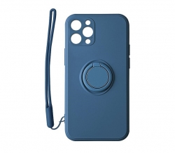 Apple iPhone 12 mini Gyűrűs Bársony szilikon tok, kék