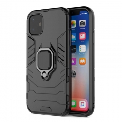 Xiaomi Redmi 9T, Poco M3 Gyűrűs Armor tok, fekete