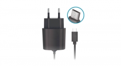 Forever hálózati töltő microUSB kábellel, 2,1A, fekete