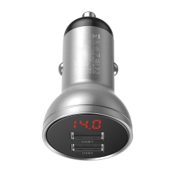 Baseus autós gyorstöltő, 2XUSB, CCBX-0S, 24W, 4,8 A, ezüst