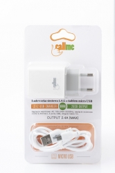 Callme hálózati töltőfej micro usb kábellel, 2XUSB, 2,1 A, fehér