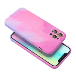 Samsung Galaxy A14 4G, A14 5G POP Bársony szilikon tok, rózsaszín-kék