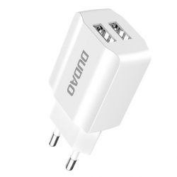 Dudao hálózati töltőfej, 2XUSB, 2,4A, A2EU, fehér