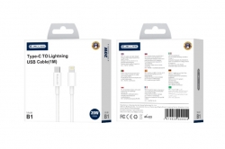 Jellico Type-C lightning adatkábel, B1, 1 méter, 20W, fehér