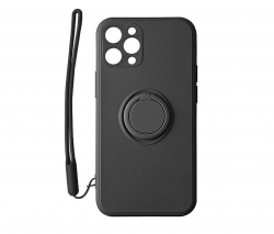 Samsung Galaxy A17 Gyűrűs Bársony szilikon tok, fekete