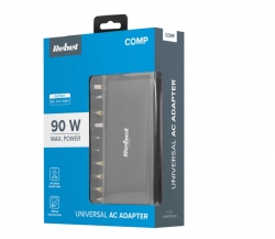 Rebel univerzális laptop töltő, 10 adapterrel, 90W