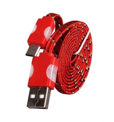 Micro USB-s LED-es adatkábel - piros