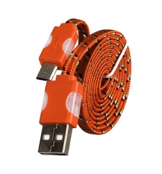 Micro USB-s LED-es adatkábel - narancssárga