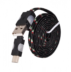 Type C LED-es adatkábel - fekete