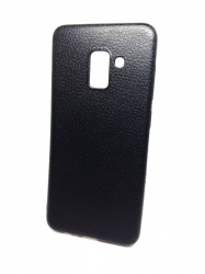 A600 Samsung A6 Bőrhatású szilikontok fekete 0,5 mm