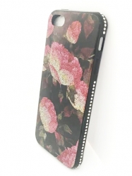 iPhone 7/ 8 fekete Glitteres szilikontok rózsa