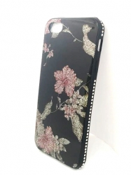 iPhone 7/ 8 fekete Glitteres szilikontok virág