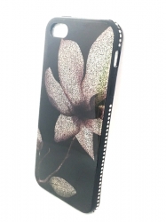 iPhone 7/ 8 fekete Glitteres szilikontok liliom