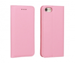 A605 Samsung A6 Plus Kockás oldaltnyitós tok, rózsaszín